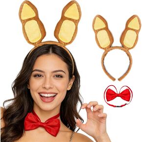 2Pcs Easter Bunny Costume Accessories Set with Rabbit Ears Headband and Red Bow Tie for Halloween, Cosplay, Party in Kuwait