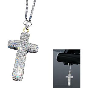 زينة معلقة للسيارة من بلينغ كروس، قلادة متقاطعة من أحجار الراين اللامعة لمرآة الرؤية الخلفية للسيارة، سحر تزيين مرآة الرؤية الخلفية الكريستالية، ملحقات داخلية عالمية للسيارات (وردي) in Kuwait