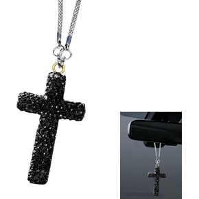 Bling Cross Car Hanging Ornament, Shiny Rhinestones Cross Pendant for Car Rear View Mirror, Crystal Rearview Mirror Decoration Charm, Universal Automotive Interior Accessories (Pink) in Kuwait