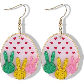 Easter Bunny Earrings Cute Rabbit Eggs Dangle Earring Lightweight Bunny Earrings for Women Acrylic Animal Earring Easter Accessories Holiday Jewelry Gifts for Women in Kuwait