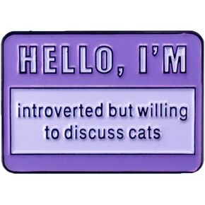 zhanghaoran Hello I'm Introverted But Willing To Discuss Cat Brooch Katie Lover Enamel Pin Badge Fun English Enamel Pin Clothing Decorative Accessory Jewelry Gift for Friends in Kuwait