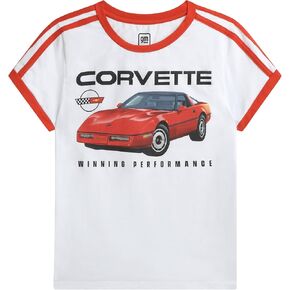 General Motors Women's Graphic Tee - Classic Printed Corvette Chevrolet with Rhinestones Short Sleeve Tee Shirt (Sizes: S-XL) in Kuwait
