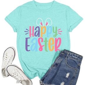 Easter Shirts for Women Happy Easter T-Shirt Cute Bunny Rabbit Tee Tops in Saudi Arabia