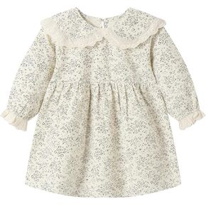 Toddler Little Girls Floral Dress Long Sleeve Lace Peter Pan Collar Dresses 2-6Y in Kuwait