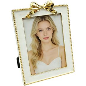 إطار صورة مقاس 4x6، إطار صورة على شكل فيونكة ذهبية، عرض صور مقاس 4x6، إطار صورة معدني عمودي على سطح الطاولة ذهبي in Kuwait