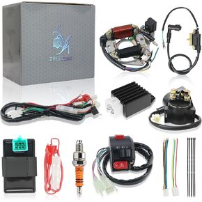 Quad Wiring Harness Kit with 2-Pole Magneto Stator Full-Wave Regulator A7TJC Spark Plug for 50cc 70cc 90cc 110cc 125cc Mini Kids ATV Quad Buggy Go Kart 4 Wheeler with 4-Stroke Engine in Kuwait
