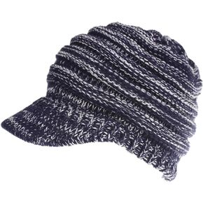 Women Winter Warm Knit Messy High Bun Ponytail Hat Visor Beanie Cap Knitted Baseball Cap in Kuwait