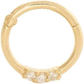 ANYGOLDS 14K Real Solid Gold Diamond Hoop Earring - Elegant Cartilage Daith Helix - Tragus Conch Septum Design - Nose Clicker Ring Piercing Jewelry - 18Gauge - 1 PCS in Kuwait