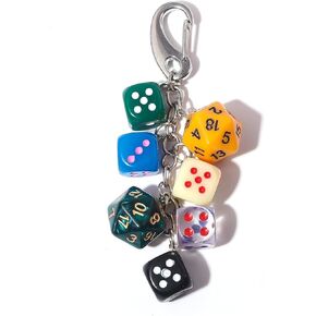 7 PCS Dice Keychains Multicolor Dice Charms, Unique Dice Keychain for Jeans Pants Bag Phone, Colorful Lucky Gaming Accessory Set, 40g in Kuwait