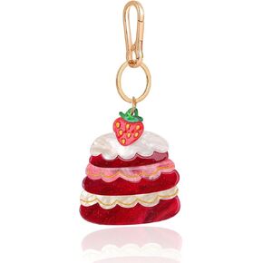 Decorative Cake Bag Charm Keychain - Kawaii Strawberry & Cream Polymer Clay Charm for Backpacks, Purses, Luggage in Kuwait