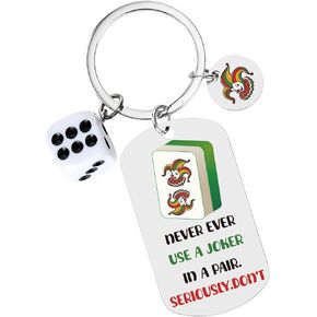Mahjong Gifts for Women - Never Ever Use A Joker In A Pair Funny Keychains Ideal New Year Bridal Shower Birthday Gift for Men Mah Jong Lover Players Personalized Keyring Accessories Stuffers in Kuwait
