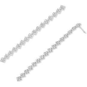 Silver Dangle Earrings for Prom Long Diamond Earrings for Women Sparkly Silver Dangle Rhinestone Chandelier Earrings Fancy Lightweight Dangly Ear Studs for Prom Large Zirconia Crystal Jewelry in Kuwait