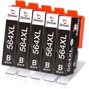 564XL Black Replacement 564 Ink Cartridge Compatible for HP 564 564 XL (5 Black Combo Pack) High Yield to Work with DeskJet 3520 3522 Officejet 4620 Photosmart 5520 6510 7520 7525 Printer in Kuwait