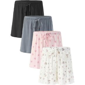4 Pack Women's Pajama Shorts Supersoft Sleep Lounge Shorts, Summer Comfy Sleepwear Bottoms in Kuwait