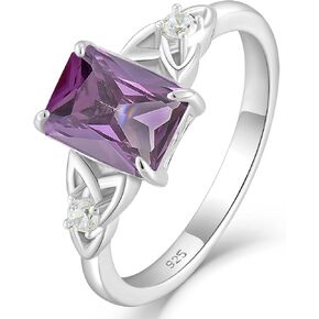 Emerald Cut Engagement Ring Sterling Silver Celtic Knot Ring Solitaire Wedding Band Birthstone Jewelry Size 5-10 in Kuwait