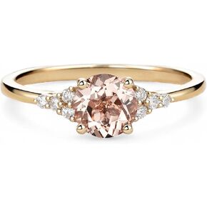 Round Cut Morganite Engagement Ring 14K Gold Plated Diamond Cluster Promise Ring Vintage Wedding Jewelry Christmas Gift For her in Saudi Arabia