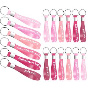 Tondiamo 12 Pcs Galentines Day Party Favors Inspirational Quote Keychains Pink Bulk Galentines Gifts Motivational Silicone Keychains Set - Party Favor for Women Girls Femal Friends in Kuwait
