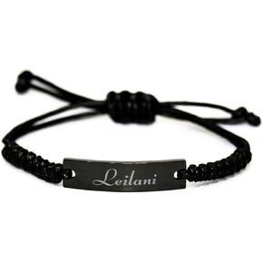 Leilani Bracelet Name Personalized Custom Black Rope Bar Bracelet in Kuwait