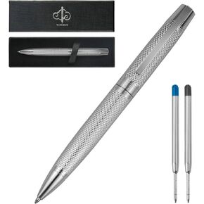 أقلام YUNCHUN التنفيذية للرجال، مجموعات أقلام ذات نقطة متوسطة للرجال هدية، قلم كروي عالي التحمل للكتابة، قلم حبر جاف معدني قابل للسحب لليوميات، أقلام حبر جاف باللون الأزرق مع الفضة النقية in Kuwait
