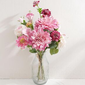 LUEUR Artificial Flowers with White Ceramic Vase – Spring Floral Centerpiece Table Decorations, Faux Tulip, Hydrangea & Lavender Flower Arrangement for Coffee Table, Dining Room, Spring Decor in Kuwait