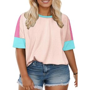 DOLNINE حجم كبير بلايز للنساء الصيف كتلة اللون قمصان عادية Crewneck تيز العصرية الخروج الجانب سبليت الستر XL-5XL in Kuwait