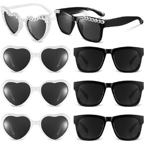 JATEBI 8 Pack Bride and Groom Sunglasses for Just Married Wedding Party Decorations, Vintage Pearl Heart Glasses in Kuwait