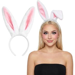 Bunny Ears Headbands Easter Bunny Costume Adult Long Plush White Rabbit Ears Headband for Easter Birthday Party Halloween Valentine Dress up in Kuwait