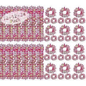 48Pcs Orange Leis Hawaiian Flower Leis for Luau Party Jumbo 12 Headband 24 Bracelets 12 Mardi Gras Necklaces St. Patrick's Day Adult Floral Garland Hula Dance Graduation Lay Festival Parade in Kuwait