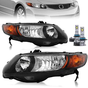 ELH W/Led Bulbs Headlight Assembly Fit For 2006-2011 Honda Civic 2 Door Coupe 2006 2007 2008 2009 2010 2011 06 07 08 09 10 11 Honda Civic (No-Fogging, Includes LED Bulbs) in Kuwait