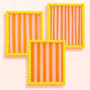 3 Pcs Beaded Picture Frames 8x10 Inch Yellow Picture Frame Maximalist Decorative Wavy Art Front Tabletop Display Wall Hanging, Gift for Home Decoration in Kuwait