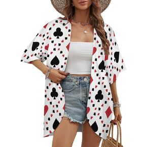 Poker Card Cardigan Jacket Half Sleeve Woman Kimono Cardigans Bolero Jackets Elastic Casual Beach Cover Up Blouse Top in Saudi Arabia