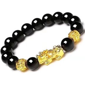 Feng Shui Bracelet Genuine Black Obsidian Stone for Balance and Good Fortune, A Meaningful Gift for Any Occasion. in Saudi Arabia