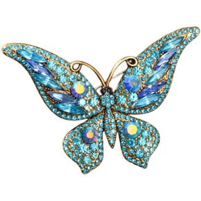 Crystal Rhinestone Butterfly Brooch Elegant Bridal Vintage Style Pins Wedding Banquet Anniversary Brooch for Women in Kuwait