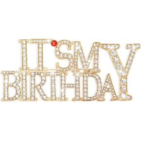 It's My Birthday Pin, Rhinestones Birthday Pins Rhinestone Happy Birthdays Brooch, Birth Day Metal Shiny Lapel Pin Accessories for Birthdays, Wedding Parties, Women's Gifts in Kuwait