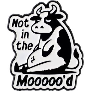 ليس في Mooooo'd Moody Cow Pin Brooch، دبوس مينا البقرة الدعم العاطفي، هدية مضحكة لزميل العمل صديق وقح ساخر، دبابيس ليست في المزاج، شارة طية صدر السترة على شكل حيوانات، إكسسوارات مرحة للموقف in Kuwait