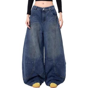 Womens Baggy Jeans Vintage Oversized Pants Aesthetic Hip Hop Jeans Relaxed Fit Ultra Flared Bottom Casual Streetwear Style in Kuwait