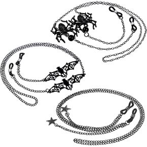 3 Pieces Gothic Glasses Chain with Pendants Goth Eyeglass Chain Halloween Metallic Chains for Glasses Around Neck for Women Men Gothic Eyeglasses Chains with Bat Pendants in Kuwait