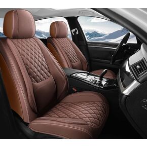 Car Seat Covers Full Set, Brown Faux Leather Waterproof Seat Protectors, Breathable with Lumbar Support, Front Seats Back Seat Covers,Wear-Resistant Universal Fit for Most Cars, Trucks, SUV in Saudi Arabia