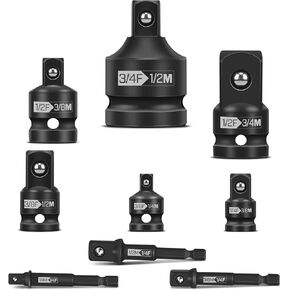 9 Piece Impact Socket Adapter and Reducer Set,1/4", 3/8", 1/2", 3/4" Drive Socket Adapter Set for Impact Driver Conversions, Impact Wrench Conversion Kit Socket Reducer, Locking Socket Adapter Set in Kuwait