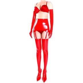 Women's Shiny Leather High Waist Garter Belt Classic Style in Kuwait