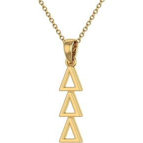Delta Delta Delta Necklace Vertical Gold Plated Sterling Silver with 18" Chain in Kuwait