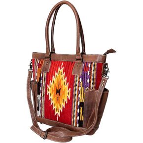 American Darling Western Tote Bag – Handwoven Saddle Blanket Genuine Leather Trim, Everyday Work or Travel Purse in Kuwait