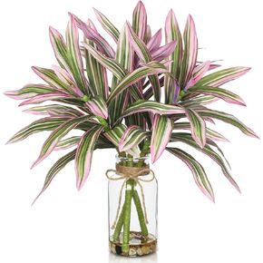 Faux Greenery Stems in Vase Dracaena Aritificial Plant in Glass Vase with Faux Water & Stones 15.7" Small Potted Plants Arrangement Centerpieces for Farmhouse Kitchen Dinner Tables Greenery Decor in Kuwait