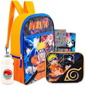 Naruto Backpack with Lunch Box - Bundle with 16" Anime Backpack, Lunch Bag, Stickers, Water Bottle, More | Naruto School Bag for Kids, Boys, Girls in Kuwait