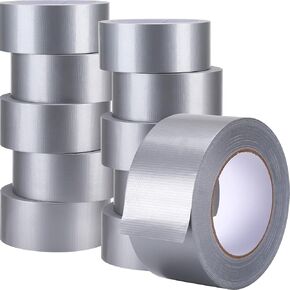 10 Pack Duct Tape Bulk, 9 Mil Thickness 1.88" x 30 Yards Duct Tape Heavy Duty, Strong Adhesive Silver Waterproof Tape for Indoor Outdoor Repairs Tear by Hand in Kuwait