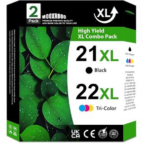 21XL 22XL Ink Cartridges (2-Pack, Black/Tri-Color) Replacement for HP 21 22 Ink Cartridges Work for OfficeJet 4315 J3680 DeskJet F2210 F4180 F380 F300 F4140 D1455 3940 PSC1410 Printer in Kuwait