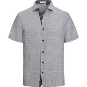 WARHORSEE Mens Printed Dress Shirts Wrinkle Free 4-Way Stretch Lightweight Summer Short Sleeve Button Down Shirts for Men in Kuwait