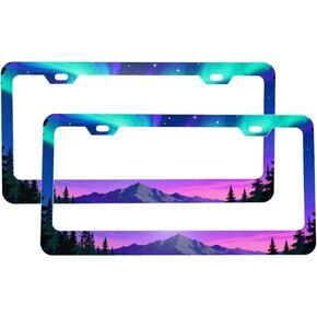 Brown Cow Texture License Plate Frame 2 Pack Aluminum License Plate Holder Car Decorative Tag Frames Universal 2 Hole Cars Decor Accessories for Women Men with Screws in Kuwait