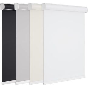 Changshade 100% Blackout Roller Shades Cordless Blinds for Windows, Free-Stop Shades, Thermal Insulated Fabric, UV Protection, Natural Woven Blinds for Home and Office,24" W*72" H,Gray in Kuwait