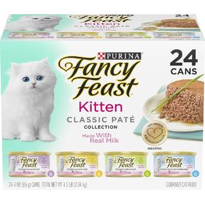 Purina Fancy Feast Tender Ocean Whitefish, Turkey, Chicken and Salmon Feasts Wet Kitten Food Variety Pack - (Pack of 24) 3 oz. Boxes in Kuwait